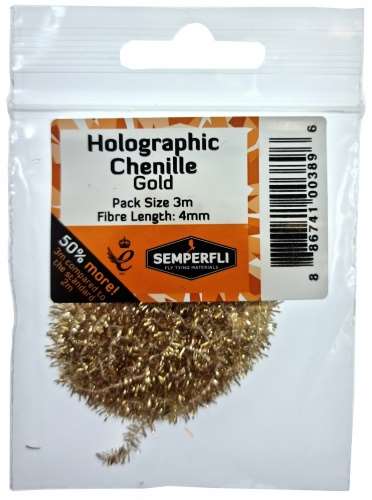 Metallic Tinsel Chenille 4mm Small Gold