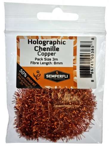 Metallic Tinsel Chenille 8mm Medium Copper